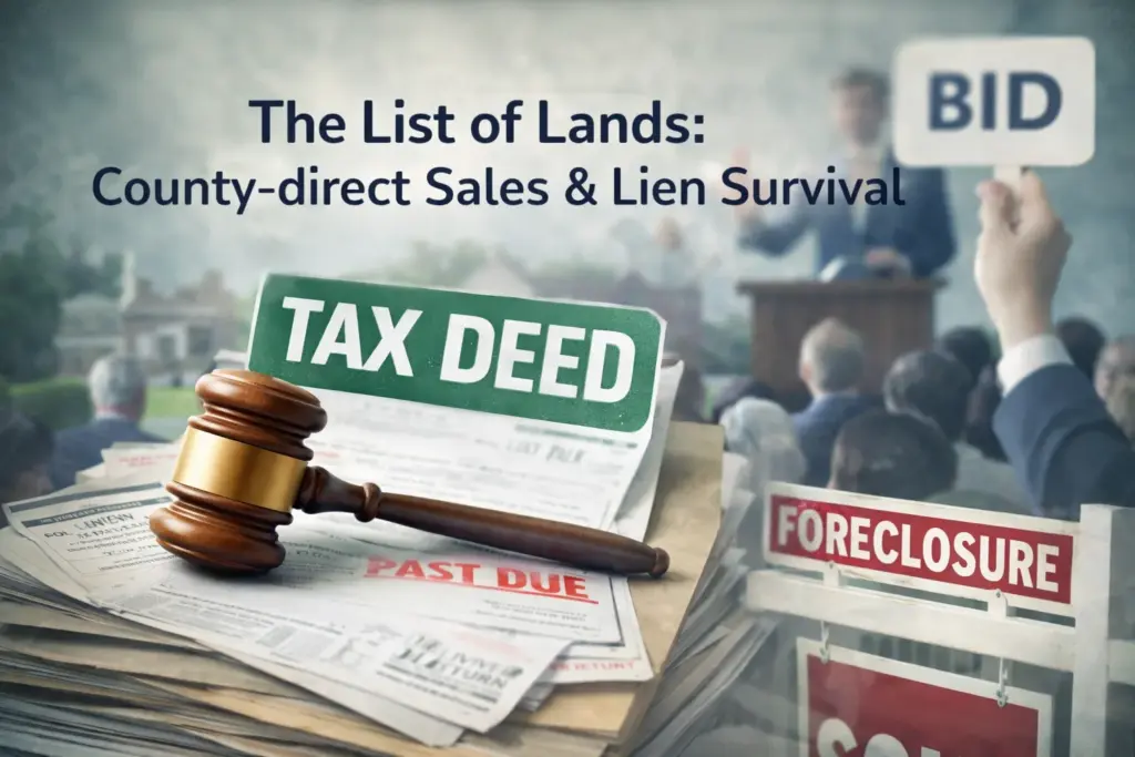 The List of Lands: County-direct Sales & Lien Survival